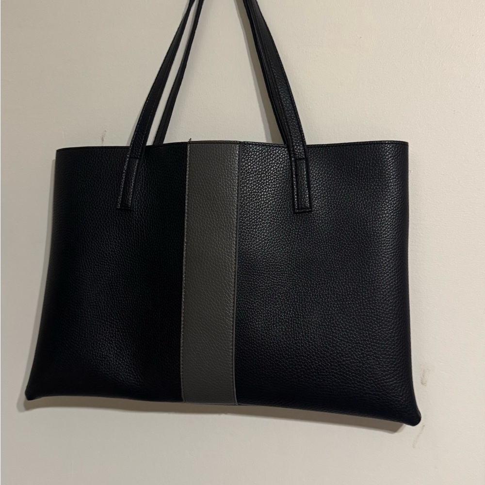 Vince Camuto Elegant Black and Gray Tote Bag